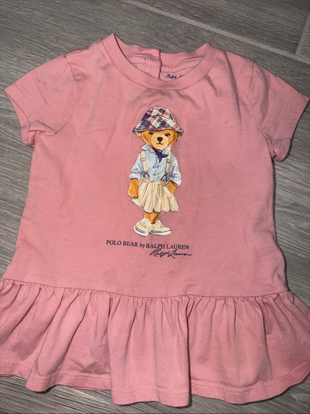 Ralph Lauren Pink Polo Bear Ruffle Tee Dress
